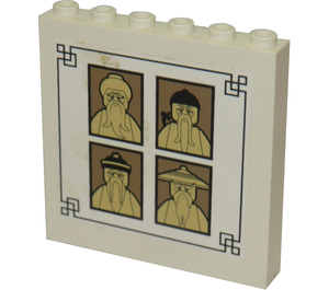 LEGO Panel 1 x 6 x 5 with 4 sensei portraits Sticker (59349)
