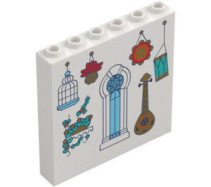 LEGO Panneau 1 x 6 x 5 avec Oiseau Cage, Guitar, et Fenêtre (59349 / 105554)