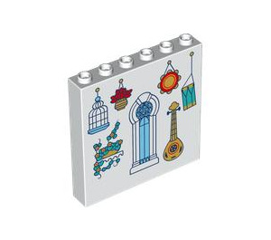 LEGO Panneau 1 x 6 x 5 avec Oiseau Cage, Guitar, et Fenêtre (59349 / 105554)