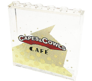 LEGO Panel 1 x 6 x 5 with 'CAPES & COWLS CAFÉ' Sticker (59349)