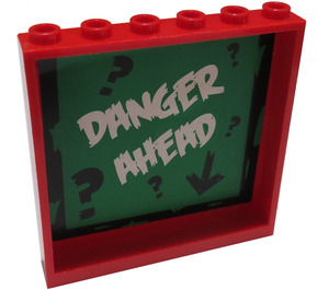 LEGO Panel 1 x 6 x 5 with Danger Ahead and question marks Sticker (59349)