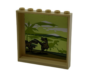 LEGO Panneau 1 x 6 x 5 avec Dinosaurs et Palm Trees Autocollant (59349)