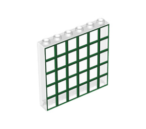 LEGO Paneeli 1 x 6 x 5 jossa Vihreä Ikkuna Grid Koriste (59349 / 69356)