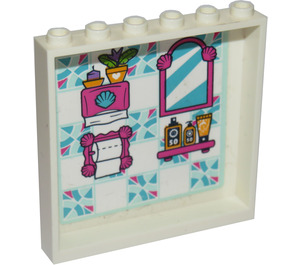 LEGO Panel 1 x 6 x 5 with paper towel, mirror, toilet roll, and shelf inside Sticker (59349)