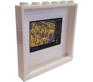 LEGO Panel 1 x 6 x 5 with Striped 7288 (Outer) and Map Screen (Inner) Sticker (59349)