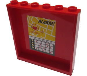 LEGO Panel 1 x 6 x 5 with yellow alarm! map Sticker (59349)