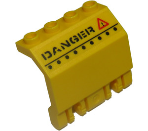 LEGO Panel 2 x 4 x 2 med Hinges med 'DANGER' og Rød Warning Trekant Klistermærke (44572)