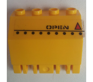 LEGO Panel 2 x 4 x 2 mit Hinges mit 'OPEN' und rot Warning Triangle Aufkleber (44572)