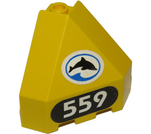 LEGO Panel 3 x 3 x 3 Corner with '559' and Dolphin (facing right) Sticker (30079)