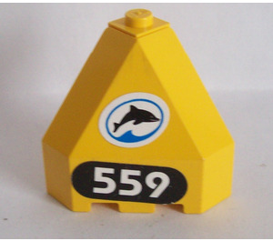 LEGO Panel 3 x 3 x 3 Corner with '559' and Dolphin (facing right) Sticker (30079)