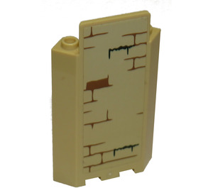 LEGO Paneel 3 x 3 x 6 Hoek Muur met brown bricks en moss Sticker zonder inkepingen aan de onderzijde (87421)
