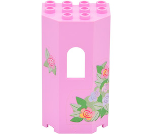 LEGO Panel 3 x 4 x 6 Turret Wall with Window with rose flower Sticker (30246)