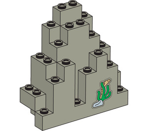 LEGO Panel 3 x 8 x 7 Rock Triangular with Sea Grass Sticker (6083)