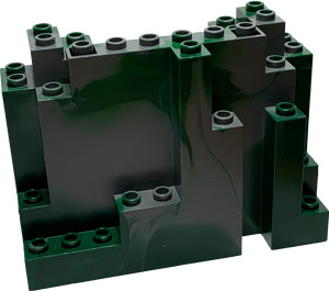 LEGO Panel 4 x 10 x 6 Rock Rectangular with Green Marbling (6082 / 60052)