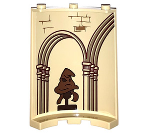 LEGO Panel 4 x 4 x 6 Curved with Sorting Hat and Brick pattern on back Sticker (30562)