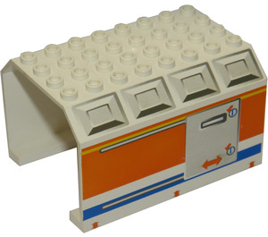 LEGO Panneau 6 x 8 x 4 Fuselage avec Sliding Porte, Bleu Stripe, Orange Surface (42604)