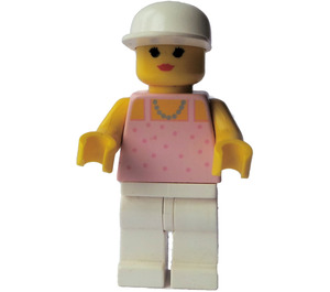 LEGO Paradisa Mujer con Rosa Parte superior, Blanco Piernas y Blanco Sombrero Minifigura