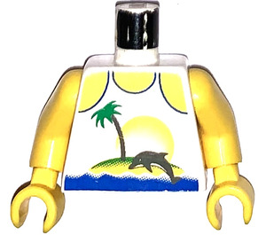 LEGO Paradisa Torso Tank Top with Dolphin, Palmtree and Sun Pattern with Yellow Arms and Yellow Hands (973)