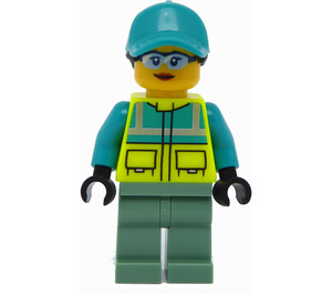 LEGO Paramediciner med Sort Hestehale Hår med Mørk Turkis Kasket Minifigur