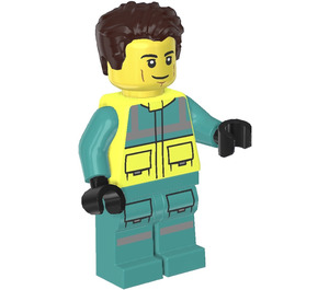 LEGO Paramedic with Dark Brown Wavy Hair Minifigure