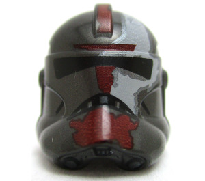 LEGO Pearl Dark Gray Clone Trooper Helmet (Phase 2) with Hunter Dark Red Markins (11217 / 68695)
