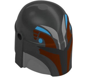 LEGO Parelmoer donkergrijs Helm met Zijkanten Gaten met Sabine Wren Donkerrood (3807 / 104334)