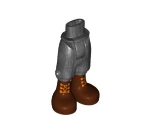 LEGO Perle mørkegrå Hofte med Lang Shorts med Brun boots med orange laces (18353)