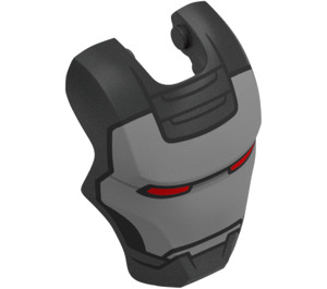 LEGO Pearl Dark Gray Iron Man Visor with War Machine Silver Face, Red Eyes and Black Trim (80580)