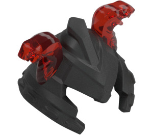 LEGO Perle dunkelgrau Ninjago Helm mit Cheek Protection und Transparent Rot Schlange Heads (24484)