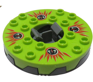 LEGO Pearl Dark Gray Ninjago Spinner with Lime Top and Red and Black Fangpyre (98354)