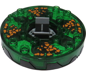 LEGO Pearl Dark Gray Ninjago Spinner with Transparent Green Top and Orange Spots (98354)