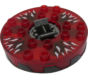 LEGO Perle dunkelgrau Ninjago Spinner mit Transparent rot oben und Weiß Fangs (98354)