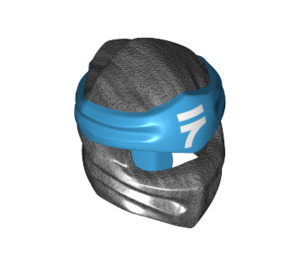 LEGO Pearl Dark Gray Ninjago Wrap with Dark Azure Headband with White Ninjago Logogram (40925 / 51572)