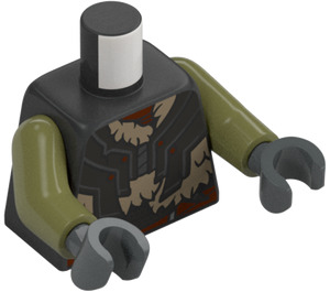 LEGO Pearl Dark Gray Orc (Green) with Armor with Fur Minifig Torso (973 / 76382)