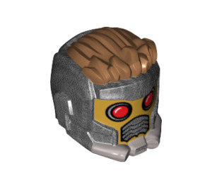 LEGO Pearl Dark Gray Star-Lord Space Helmet with Red Pupils and Hair (17468)