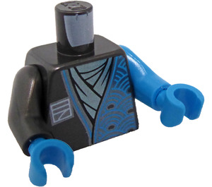 LEGO Perle mørkegrå Torso med Mørk Azure Curves og Ninjago 'N' (973 / 76382)