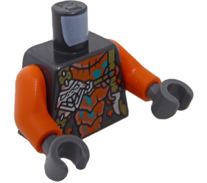 LEGO Pearl Dark Gray Torso with Orange Breastplate and Silver Snake Head (973)