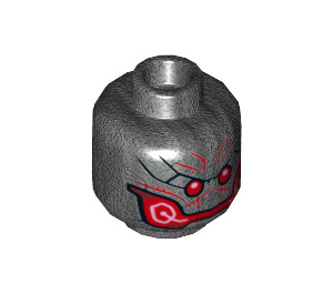 LEGO Pearl Dark Gray Ultron Prime Minifigure Head (Recessed Solid Stud) (3626 / 20958)