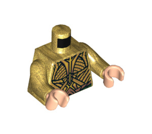 LEGO Parelmoer goud Aquaman met Dark Bruin Lang haar en Donkergroen Poten Minifiguur Torso (973 / 76382)