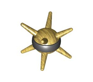 LEGO Pearl Gold Ball with Spikes and Black Band (64277 / 85582)