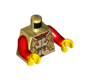 LEGO Pearl Gold Boy in Dark Tan Patterned Shirt Minifig Torso (973 / 76382)