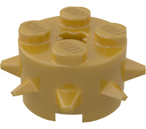 LEGO Pearl Gold Brick 2 x 2 Round with Spikes (27266)