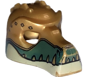 LEGO Pearl Gold Crocodile Mask with Gold Teeth and Black Diamonds (12551 / 12837)