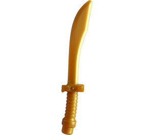 LEGO Pearl Gold Curved Sword with Ridged Handle (25111)