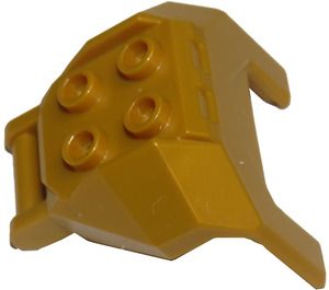 LEGO Parelmoer goud Design Steen 4 x 3 x 3 met 3.2 Shaft (27167)