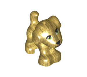 LEGO Parelmoer goud Hond met Groen Ogen (66356 / 66686)