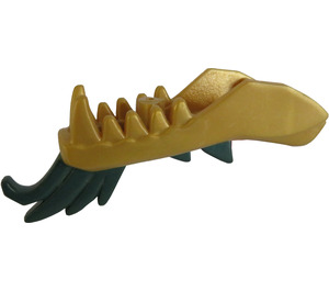 LEGO Pearl Gold Dragon Head Lower Jaw with Dark Green Spines (12764 / 93072)