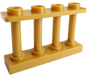 LEGO Pearl Gold Fence Spindled 1 x 4 x 2 with 4 Top Studs (15332)