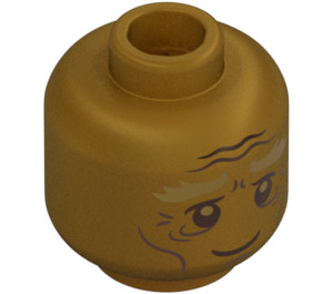 LEGO Pearl Gold Hogwarts Architect Minifigure Head (Recessed Solid Stud) (3274 / 104889)