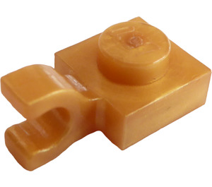 LEGO Perlgold Platte 1 x 1 mit Horizontaler Clip (Clip mit flacher Vorderseite) (6019)